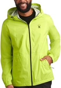Spyder Mens Rain Jacket - Waterproof Lightweight Hooded Windbreaker, Outerwear Jacket for Golf, Hiking and Outdoor (S-XL), Lime, Large