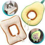 Frienda 2 Pieces Adjustable Cat Cone, Cat Recovery Collar, Cat Cones After Surgery Soft Cat Collar Elizabethan Collar Donut Toast Neck Cone Collar with Edge for Kitten and Cats