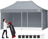 ABCCANOPY Pop Up Gazebo Canopy Commercial Tents Market stall with 4 Removable Sidewalls and Roller Bag Bonus 4 Weight Bags. (3x6M, Gray)