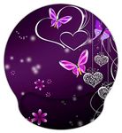 Meffort Inc Mouse Pad with Wrist Rest Support & Non-Slip Base, Durable Ergonomic Gaming MousePad - Purple Hearts Butterflies