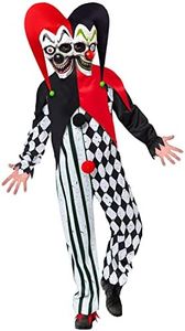 amscan 9917864 Animals Mens Halloween Two Faced Jester Clown Fancy Dress Costume, Multi, X-Large