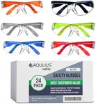 Aqulius 24 Pack of Kids Safety Glasses ANSI Z87+ (24 Protective Goggles in 6 Colors) Crystal Clear Eye Protection - Specially Designed to Fit Children, Perfect for Nerf Parties