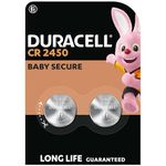 Duracell 2450 Lithium Coin Batteries 3V (2 pack)- Long life guaranteed - For Use in Key Fobs, Home Devices, Scales, and Temperature Sensors - Baby Secure Packaging - 10-Year In-Storage Guarantee