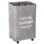 WOWLIVE Large Rolling Laundry Basket Wheels 90L Collapsible Tall Laundry Hamper Handle Foldable Dirty Clothing Basket Fold up Rectangular Hampers for Laundry Dorm Room (Grey)