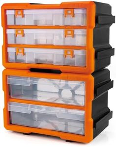 HORUSDY 5-Drawer Multipurpose Parts Bin Organizer - Wall-Mountable, Modular & Detachable, 33 lbs Weight Capacity - Stackable Parts Storage Drawer Box (A Set of 2+3-Drawer)