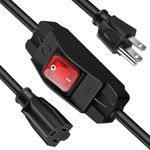 AOGITKE 3 Prong Extension Cord with Waterproof Switch 1875W Heavy Duty Extension Cord 14/3 SJT Extension Cable Inline On/Off Switch 15A 125V Grounded Outlets Plugs for Appliances (1.5 Ft, Black)