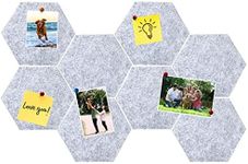 HULAVO 8Pcs Hexagon Felt Cork Board Tiles, Self Adhesive DIY Bulletin Board Pin Board for Office School Home Wall Decor Stickers Memos Photos Display (Light Grey)