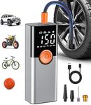 Car Tyre Inflator Air Compressor - Portable Tire Inflator, Car Air Compressor with Digital Pressure Gauge - 150 PSI - Car Tyre Pump with LED Light for Car, Motorcycle, Electric Bike, and Bicycle