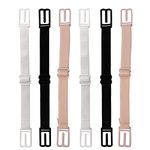 LMOGWL 6 bra straps, stop sliding, adjustable bra strap holder connection strap, elastic, soft and comfortable bra strap clip suitable for all cup sizes (black/flesh/white)