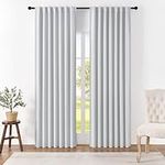 Joydeco White Blackout Curtains 96 Inches Long for Bedroom, Curtains 96 Inch Length 2 Panels Set, Room Darkening Curtains & Drapes for Living Room Window (W52 x L96 Inch, Greyish White)