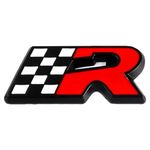 Sakuun Racing Flag R 3D Metal Chrome Sticker Emblem Badge-Stylish Logo for Cars, Bikes & More- Size 5.7x2.5cm- Premium Vehicle Accessory Black Fury.