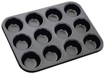 Vibgyor Products Vidhi Enterprise Aluminium 3D Nonstick 12-Slot Cup Shape Muffin, Cake Mould, Medium, Black