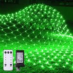 POTIVE 12ft x 5ft Green Net Lights Outdoor Waterproof with Remote, 360 LED Net Lights Outdoor Mesh Lights, 8 Modes Connectable Bush Lights Green Lights for St Patrick's Day Shrubs Tree Decorations