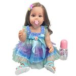 PLAYSKY Reborn Baby Dolls Girl,22" Beautiful Lifelike Doll Full Body Vinyl Silicone With Long Hair For Kids,Realistic Newborn Baby Doll With Feeding Toy For Birthday Christmas