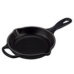 LE CREUSET Signature Enamelled Cast Iron Skillet Frying Pan with Helper Handle and Two Pouring Lips, 16 cm, Matte Black, 20182160000422
