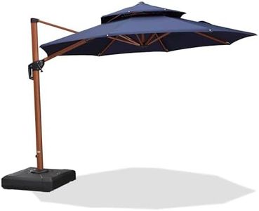 PURPLE LEAF 11ft Patio Umbrella Outdoor Round Umbrella Large Cantilever Umbrella Windproof Offset Umbrella Heavy Duty Sun Umbrella for Garden Deck Pool Patio, Navy Blue