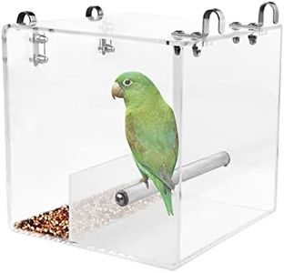 No Mess Bird Feeder, Bird Feeder for Cage, Acrylic Automatic Seed Container Parrot Food Holder Bird Feeder Animal Cage Water Food Holder for Parrot Parakeets