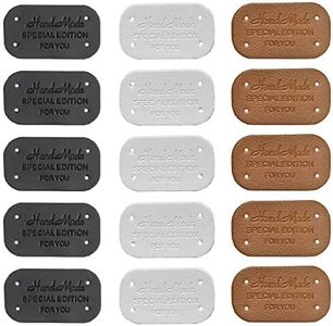 Juland 60 etichette in pelle fatta a mano, in poliuretano, per vestiti, borse, lavori di cucito etichette rettangolari per cucito, etichette per tessitura e toppe fatte a mano, 2,1 x 3,8 cm