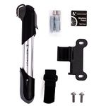 VeloChampion Mini Bicycle Pump with Frame Mount. Portable Alloy Pump For Presta, Schrader and Dunlop Valves. Suitable for All Bikes - Road, Mountain & BMX (Alloy 7 with patches)