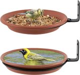 BIRDSHALA Pack of 2 Bird Feeder for Water & Seed Bird Bath Trey for Balcony, Garden, Trees & Wall mounting, Attracting Wild Birds