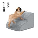 2 Steps Dog Stairs for Bed and Sofa, LIANTRAL Pet Ramp with High Density Foam, Washable Cover and Pet Hair Remover Roller - Reduce Stress on Pet Joints Easy to Walk, 30cm H, Grey