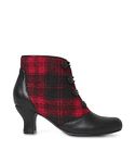 Joe Browns Women's Vintage Tartan Check Button Detail Ankle Boots, Black/Red, 3 UK