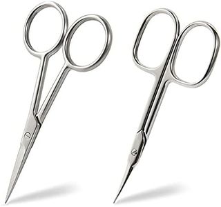 BEZOX Ensemble de ciseaux 2 pièces - Ciseaux à cuticules pointus, ciseaux de toilettage des sourcils, ciseaux de coupe de barbe, ciseaux de coupe de cheveux professionnels pour femmes ou hommes