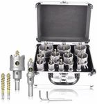 GSTK Upgrade Heavy Duty Carbide Hole Saw 14 Pcs,Metal Steel Hole Saw Drill Bit,TCT Hole Cutter,Alloy Hardness Upgrade, with 2*Extra Titanium Plated Pilot Center Drill and 2*L-Wrench