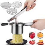 Potato Ricer Masher, Food Grade Stainless Steel Potato Ricer Press with 3 Interchangeable Discs, Multifunctional Ricer for Mashed Potatoes, Puree, Fruit & Vegetables, Baby Food