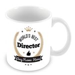 World's Best Director Personalised Mug Gift - Customise Cup with Name - Gold