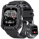 LIGE Military Smart Watch for Men with Bluetooth Dail Calls, 1.83'' HD Outdoor Tactical Watch with 123 Sport Modes Sleep Monitoring, IP68 Waterproof Smartwatch for iOS Android