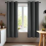 Deconovo Solid Thermal Blackout Curtains Eyelet for Energy Saving, Super Soft Soundproof Curtains for Small Windows, W38 x L72 Inch, Dark Grey, 2 Panels