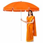 RAINPOPSON 7 Feet Big Size Windproof Cantilever Patio Umbrella UV Protection Waterproof (Orange)