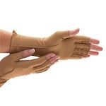 isotoner Women & Men Arthritis Compression Rheumatoid Pain Relief Gloves for joint support with Open/Full finger design, Camel, X-Large