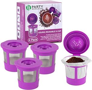 Brew Addicts Reusable K-Cups for Keurig 2.0 & 1.0 Brewers | Eco-Friendly Universal Fit Refillable Single Cup Coffee Filters | Stainless Steel Mesh Filter | Purple (4 Pack)