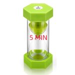 Sand Timer 5 Minute Hourglass Timer: Plastic Sand Clock 5 Minutes, Large Green Sand Watch 5 Min, Colorful Hour Glass Colorful Sandglass Timer for Kids, Games, Classroom, Kitchen, Decoration (Green)