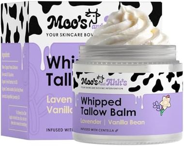 MOO'S AND AHH'S Whipped Tallow Balm - Beef Tallow for Skin with Organic Centella and Olive Squalane | Grass-Fed Beef Tallow Face & Body Moisturizer for Dry Skin (2 Oz, Lavender + Vanilla Bean)