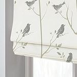 Dejavu Roman Shades for Windows, Grey Birds & Branches Pattern Fabric Roman Window Shades, Custom Blackout Light Filtering Roman Blinds for Windows, French Doors, Doors, Kitchen Windows (1 Piece)