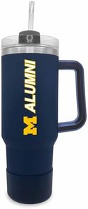 Campus Colors Collegiate 40oz Stainless Steel Travel Tumbler with Handle for Alumni - Vacuum Insulated, Dual Lid & Straw, For Grads