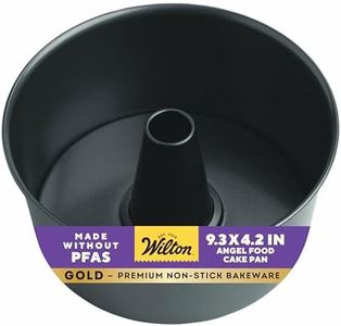 Wilton Gold Non-Stick 9.37 in. Angel Food Tube Cake Pan, Cold-Rolled Steel Bakeware, Made without PFAS, Packaging May Vary