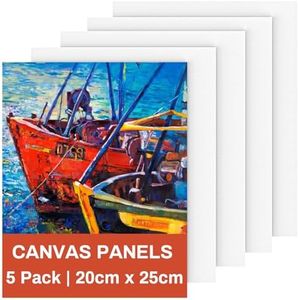 Toile Peinture 20x25cm, 5 Toile a Peindre Pré-Étirée 100% Coton Sans Acide Toile Blanche Adaptées pour Peintures Acryliques, Peintures à l'huile, Gouache