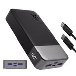 Portable Power Bank 20000mAh, JUOVI 35W Portable Charger, Battery Pack Fast Charging, PD3.0 QC4.0 External Phone Battery Pack with LED Display for iPhone 16 15, Galaxy, Tablet, Switch, etc