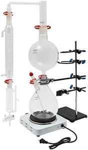 KONKENIE 1000W 110V Essential Oil Separator Lab Glass Distillation Kit Steam Water Distiller Purifier Oil Distillation Apparatus with Condenser+Hot Stove (2000ML)