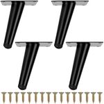 BELLE VOUS (4 Pack Black Metal Slanted Furniture Legs - 10cm/4 Inches - Non-Slip Tapered Replacement Feet for Cabinet, Sofa, Table/Desk, Chair & Bed