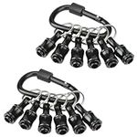 Upgrade 12 Pcs Bit Holder Keychain with 2 Black Carabiner, 1/4 Inch Hex Shank Screwdriver Bits Holder, Screw Adapter Quick Release Hand-Held Impact Socket Holder for Electric Screwdrivers Drill Bit