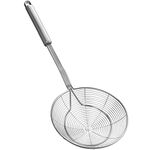 Strainer Skimmer Spider Ladle Stainless Steel, Kitchen Wire Net Spoon with Handle for Frying Scooping Food, Pasta, Spaghetti, Noodle (Diameter: 6.2inch/16cm, Total Length: 16.2inch/41.3cm)