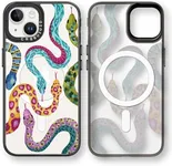 casevivid Magnetic for iPhone 13 Magsafe Case Cute Aesthetic - Durable Fashion Funny Phone Case - Girly Snake Pattern Print Cover Design for Woman Girl 6.1 inches Black