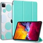 ULAK Case for iPad Pro 11 Inch 2018, Slim Lightweight Trifold Stand Smart Cover with Auto Wake/Sleep, Hard Back Clear Polka Dot Cover for iPad Pro 11 (Support 2nd Gen iPad Pencil Charging), Mint