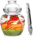 Nourished Essentials | Fermentation Jar Glass - Traditional Chinese Fermenting Crock - Dual Purpose Glass Bowl and Water Sealing Lid Bowl - Fermenter Container