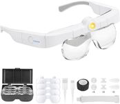Magnifying Glass with Light, 1.5X-5.0X Magnifying Glasses, Hands Free Magnifier Headset with Light for Close Work Jewelry Crafts Hobby